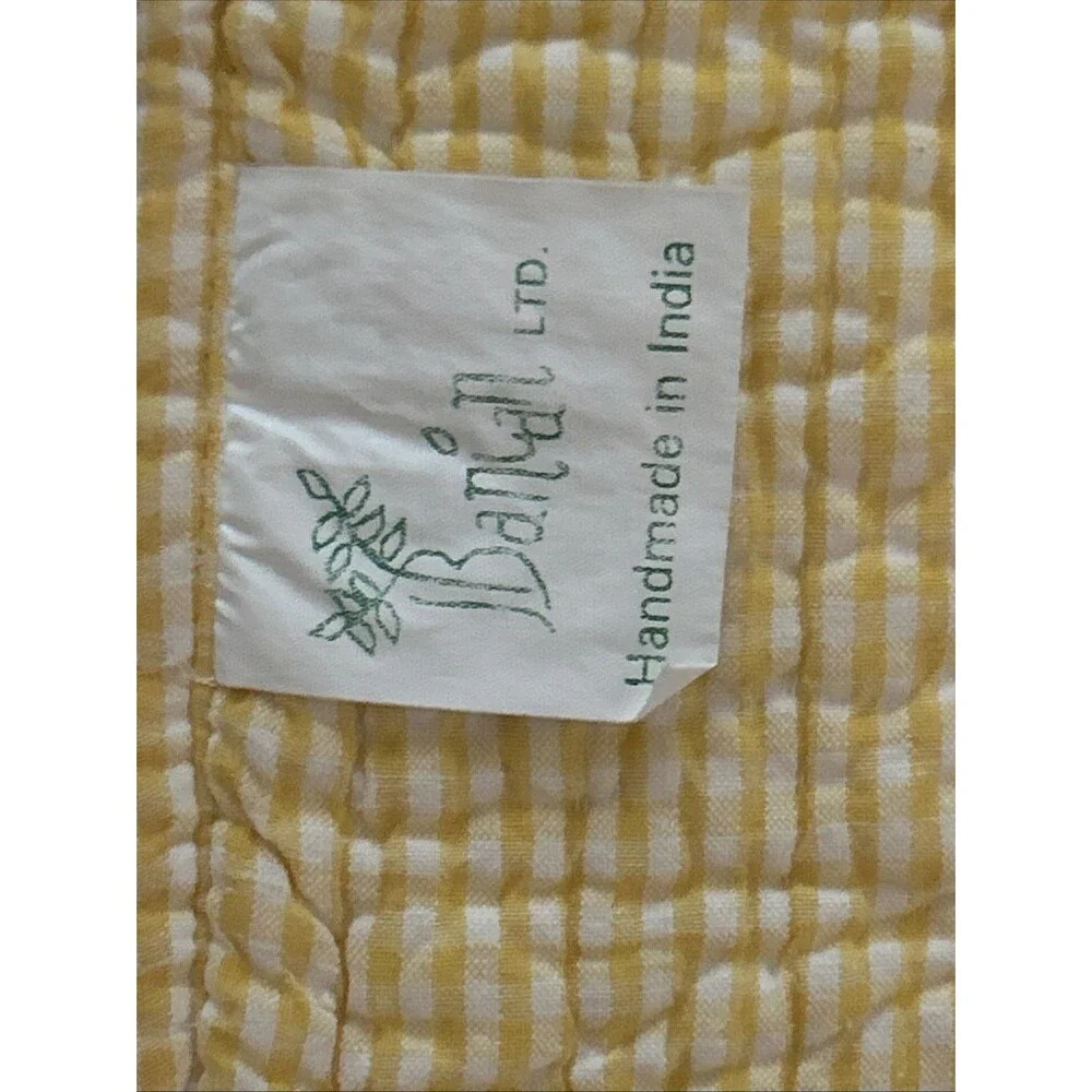 Vtg Barnyard Baby Quilt Crib Size Chickens Duck Cow Gingham And Crib Dust Ruffle